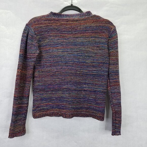 Hakei Pullover Sweater Women’s Small Long Sleeve Crew Neck Reverse Knit Rainbow - Picture 6 of 11